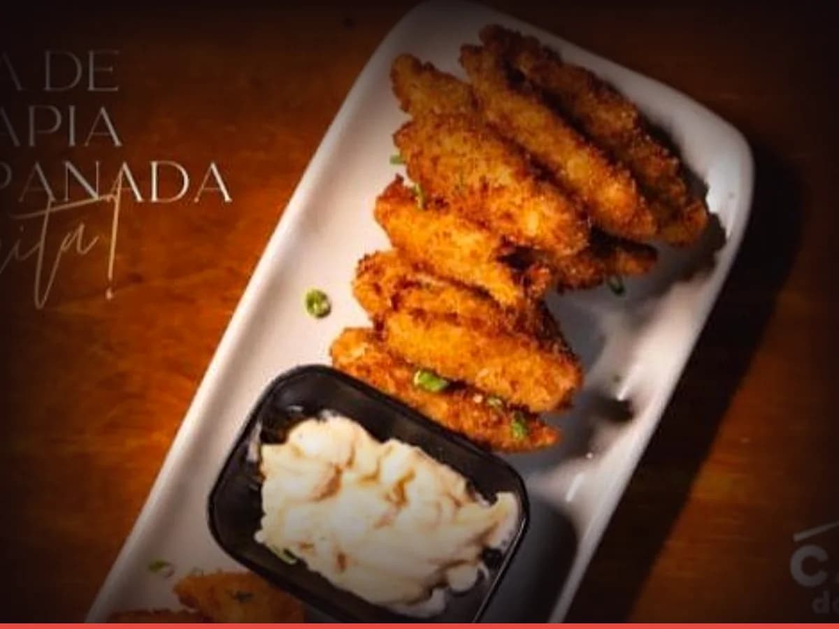 Iscas de Tilápia Empanada Frita