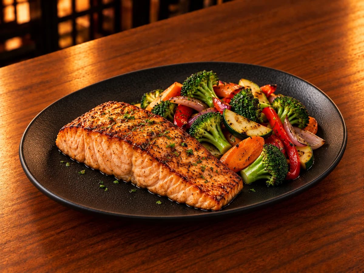 Salmão Grelhado com Legumes