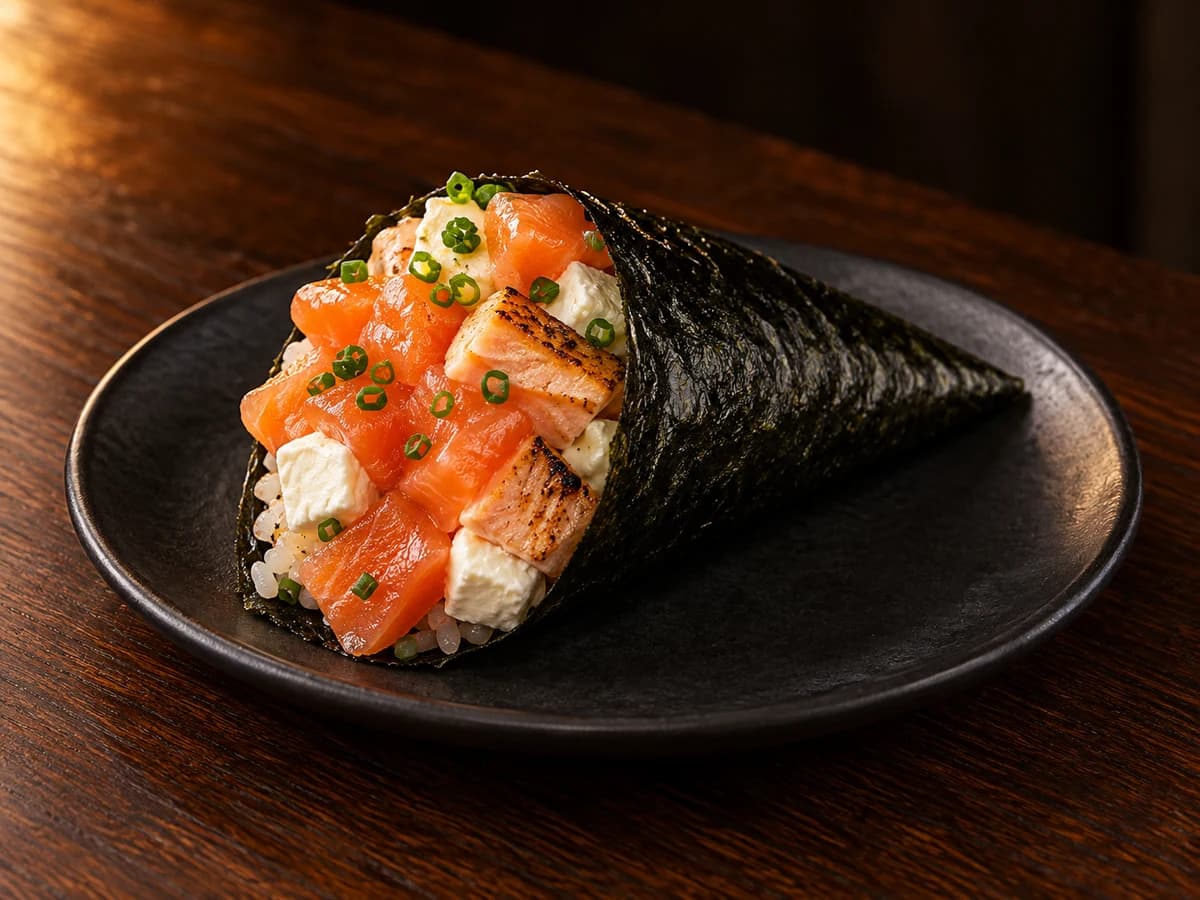 Temaki Mix (Salmão Fresco e Salmão Grelhado)
